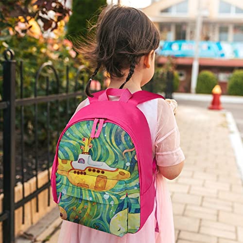 Yellow Submarine Backpack For Girls Boys Lightweight Shoulder Bag Daypack With Adjustable Strap For School Travel