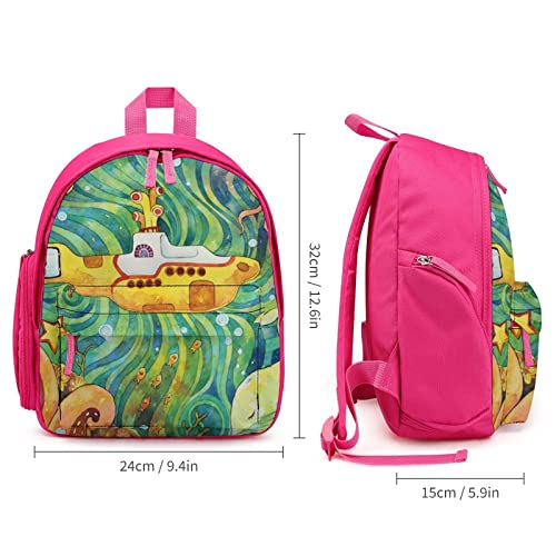 Yellow Submarine Backpack For Girls Boys Lightweight Shoulder Bag Daypack With Adjustable Strap For School Travel