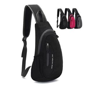 yesybc crossbody sling backpack small waterproof hiking bag sling bag for women travel (black)