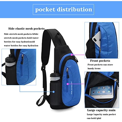 YESYBC Crossbody Sling Backpack Small Waterproof Hiking Bag Sling Bag for Women Travel (Black)