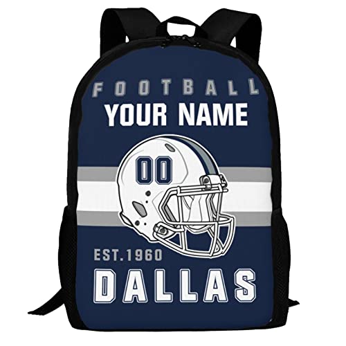 YLCH Dallas Backpack Custom American Football Style Backpack Personalized Name One Size