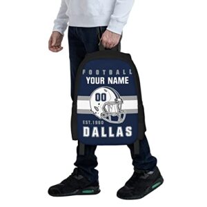 YLCH Dallas Backpack Custom American Football Style Backpack Personalized Name One Size