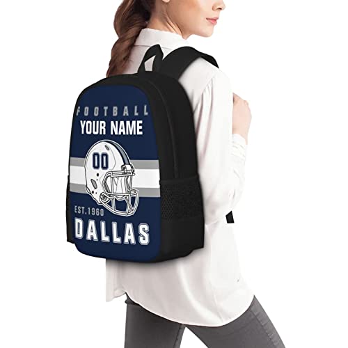 YLCH Dallas Backpack Custom American Football Style Backpack Personalized Name One Size