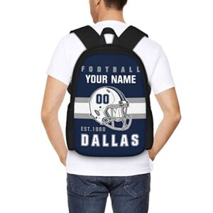 YLCH Dallas Backpack Custom American Football Style Backpack Personalized Name One Size