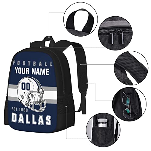 YLCH Dallas Backpack Custom American Football Style Backpack Personalized Name One Size