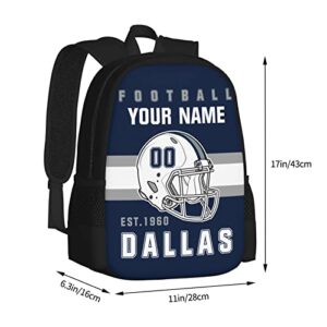 YLCH Dallas Backpack Custom American Football Style Backpack Personalized Name One Size