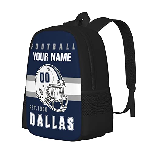 YLCH Dallas Backpack Custom American Football Style Backpack Personalized Name One Size