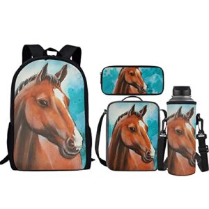 belidome horse backpack for kids boys girls insulated lunch bag pencil case bottle holder cover