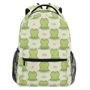 mnsruu student school backpack cute frog and dragonfly college laptop backpack business travel carry on backpack bookbags for adult teen, m