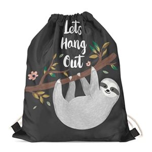 showudesigns children drawstring bag sloth flower cinch backpack for boys girls kids gift