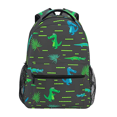 Krafig Cartoon Crocodile Animal Boys Girls Kids School Backpacks Bookbag, Elementary School Bag Travel Backpack Daypack