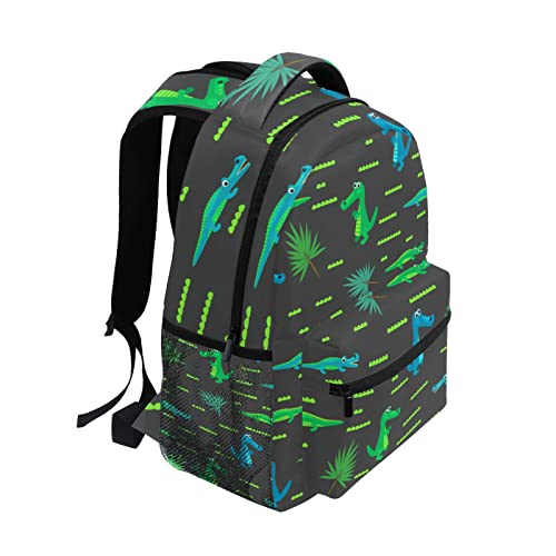 Krafig Cartoon Crocodile Animal Boys Girls Kids School Backpacks Bookbag, Elementary School Bag Travel Backpack Daypack