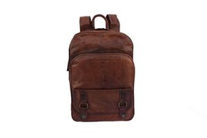vintage leather backpack shoulder bag fits 13 inch macbook / laptop | men women office rucksack | unisex teens college school book bags