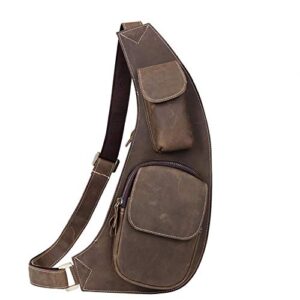 lederleiterusa men’s leather chest bag sling crossbody shoulder bag backpack outdoor bag for men