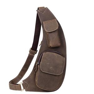 LederleiterUSA Men's Leather Chest Bag Sling Crossbody Shoulder Bag Backpack Outdoor Bag for men