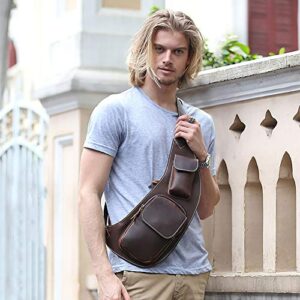 LederleiterUSA Men's Leather Chest Bag Sling Crossbody Shoulder Bag Backpack Outdoor Bag for men