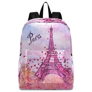 zzwwr unisex paris postcard eiffel tower in hearts large laptop backpack durable travel computer bag portable shoulders bag for books work daily