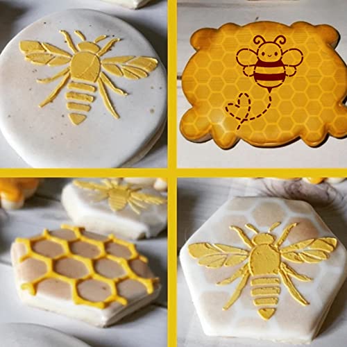 12 Pieces Bee Honeycomb Stencil, Reusable Bee Stencils for Painting on Wood Signs Furniture DIY Crafts Wall Canvas Fabric Plastic Drawing Template Hexagon Paint Wood Burning Stencils (bee)
