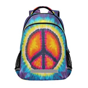 alaza peace sign design tie dye backpack purse for women men personalized laptop notebook tablet school bag stylish casual daypack, 13 14 15.6 inch