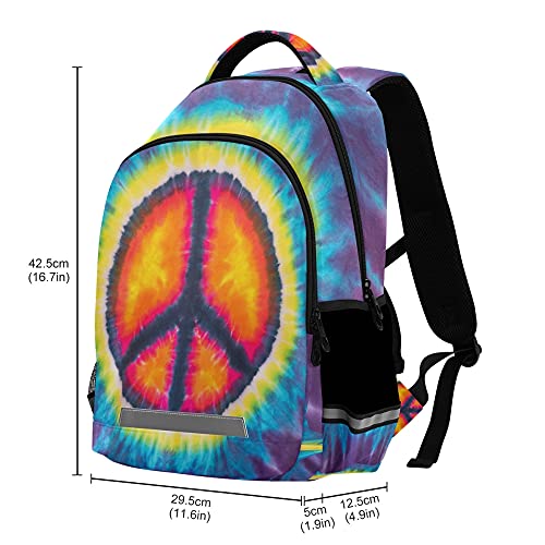 ALAZA Peace Sign Design Tie Dye Backpack Purse for Women Men Personalized Laptop Notebook Tablet School Bag Stylish Casual Daypack, 13 14 15.6 inch