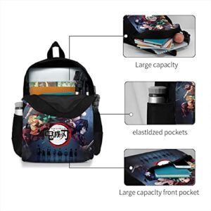 Horckey Anime Backpack Unisex Large Kimetsu No Yaiba Casual Bag Lightweight Multipurpose Travel Laptop Backpack