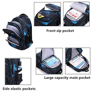 3Pcs Starry Sky Prints Boys Backpack Primary and Middle School Students Schoolbag Set Youth Travel Bag with Lunch Bag