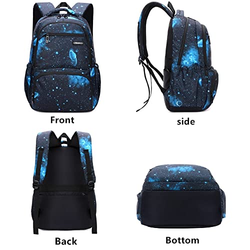 3Pcs Starry Sky Prints Boys Backpack Primary and Middle School Students Schoolbag Set Youth Travel Bag with Lunch Bag