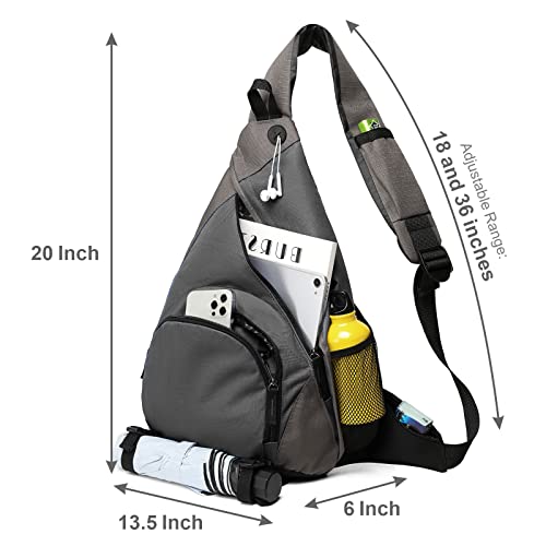 AIRBUYW Sling Backpack, Sling Bag Chest Shoulder Crossbody Bag Pack Multipurpose Daypack for Men Women Hiking Travel Outdoor, Grey