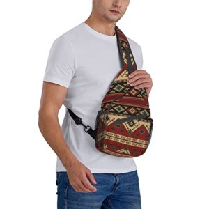 ZREXUO Native American Sling Backpack,Casual Crossbody Backpack Sling Bag Chest Daypack for Men Women Sport