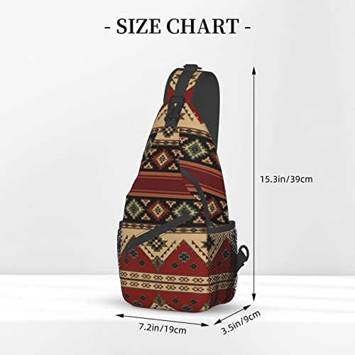 ZREXUO Native American Sling Backpack,Casual Crossbody Backpack Sling Bag Chest Daypack for Men Women Sport