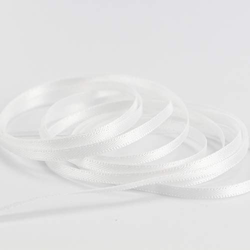 HUIHUANG Solid Color Satin Ribbon 1/8 inch x 100 Yards Roll Ribbon for Crafts (White)