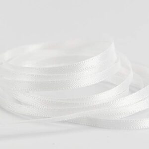 HUIHUANG Solid Color Satin Ribbon 1/8 inch x 100 Yards Roll Ribbon for Crafts (White)