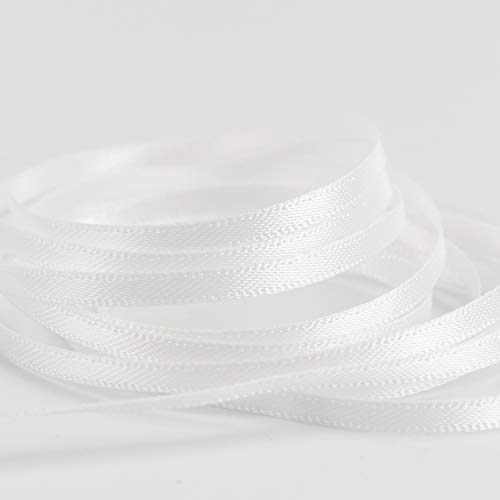 HUIHUANG Solid Color Satin Ribbon 1/8 inch x 100 Yards Roll Ribbon for Crafts (White)