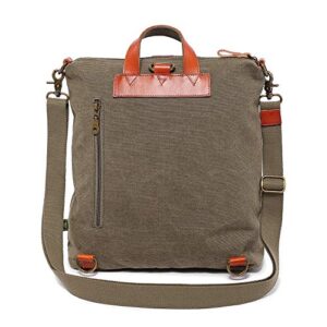 TSD Brand Four Seasons Convertible Canvas Backpack (Olive)