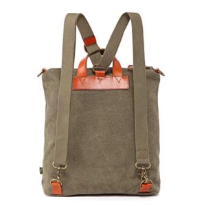 TSD Brand Four Seasons Convertible Canvas Backpack (Olive)
