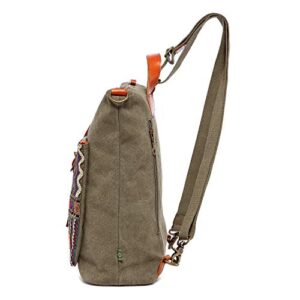 TSD Brand Four Seasons Convertible Canvas Backpack (Olive)