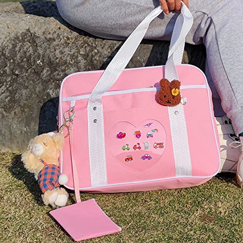 HEHELIFE Heart Kawaii Bag with Kawaii Wallet & Rabbit Pin Doll,ITA Japanese School Bag Kawaii shoulder bag for Women laptop bag Kawaii Backpack Girls