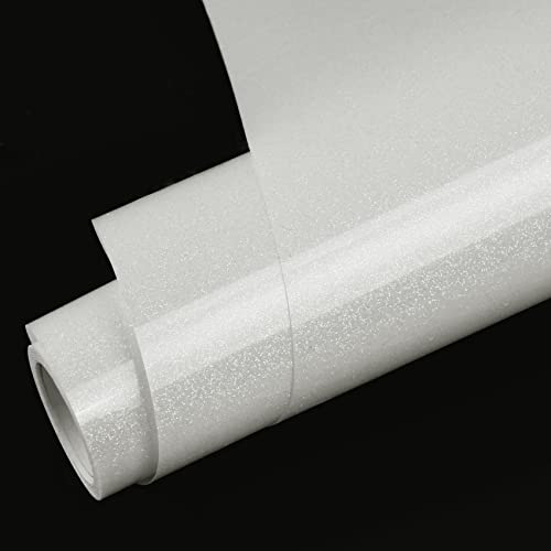 TORC White Glitter HTV Heat Transfer Vinyl Roll 12 inch x 5 ft Iron on Vinyl for T Shirts Crafts