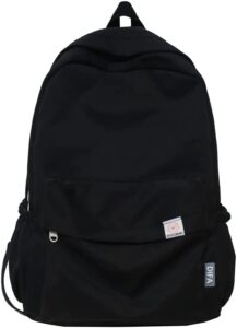 sage green bookbag backpack for school, kawaii backpacks for teens girls aesthetic (black)