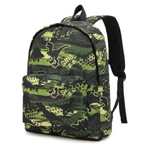 willikiva cute dinosaur kids school backpack for girls boys waterproof kindergarten preschool bookbags(camo dinosaur)