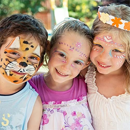 Jim&Gloria Face Paint Kit With Gold And Silver 12 Colors Large Washable Face & Body Painting Crayons with Stencils Kids Toddlers and Adults Gifts Crafts For Christmas Stocking Stuffers Safe For Sensitive Skin