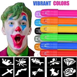 Jim&Gloria Face Paint Kit With Gold And Silver 12 Colors Large Washable Face & Body Painting Crayons with Stencils Kids Toddlers and Adults Gifts Crafts For Christmas Stocking Stuffers Safe For Sensitive Skin