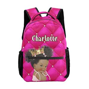 wowpersonaltailor backpack custom name dark pink african girl fashion lightweight waterproof travel bag for family friends gifts, 12.2”(l) x 5.9”(w) x 16.5”(h)