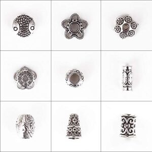 Incredible art 100-Piece Bali Style Jewelry Making Metal Bead Caps Deluxe New Mix, Silver
