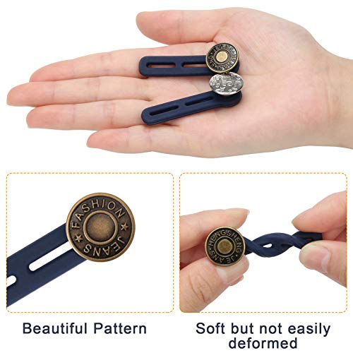 6 PCS Pants Extender Button, Luxiv Waistband Extender Buttons for Men and Women, Jeans Waist Extender Metal Buttons No Sew Button for Extender Jeans Pants Collar (2in)