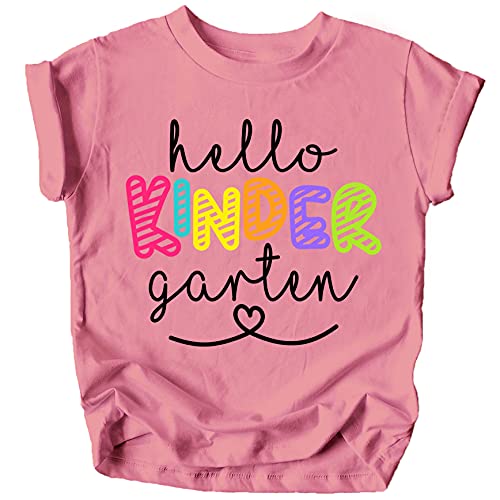 Olive Loves Apple Hello Kindergarten First Day of School Gift Back to School Mauve Shirt 5/6