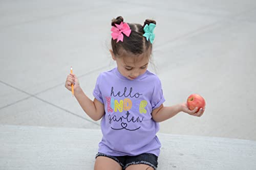 Olive Loves Apple Hello Kindergarten First Day of School Gift Back to School Mauve Shirt 5/6