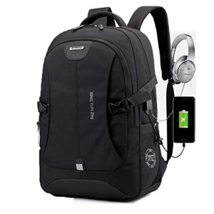 laptop backpack anti-theft with usb charger, 15 inch , waterproof, comfortable, elegant, black