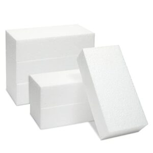 6 pack foam blocks for crafts, polystyrene brick rectangles for diy, packing, centerpieces (8 x 4 x 2 in)