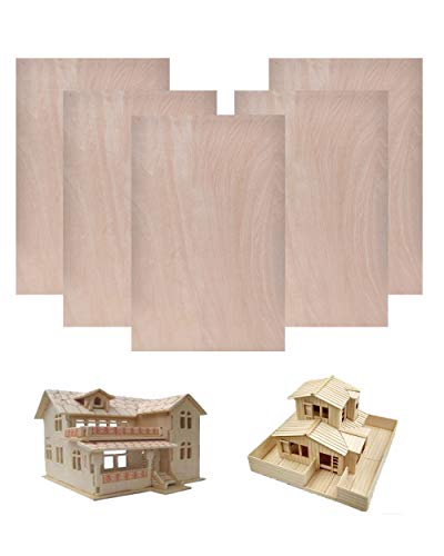 Basswood Sheets 1/16,Thin Plywood Wood Sheets for Crafts 1/16 ×8×12 Inch,5 Pieces